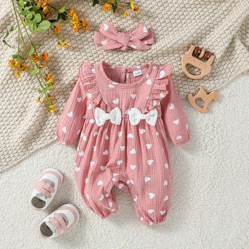 Baby Girls Clothes Headband Outfit Set Romper Kids Newborn Jumpsuit - Picture 4 of 18