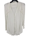 Free People Top Womens Small Ivory Eyelet Lace Pleated Oversized Cottagecore