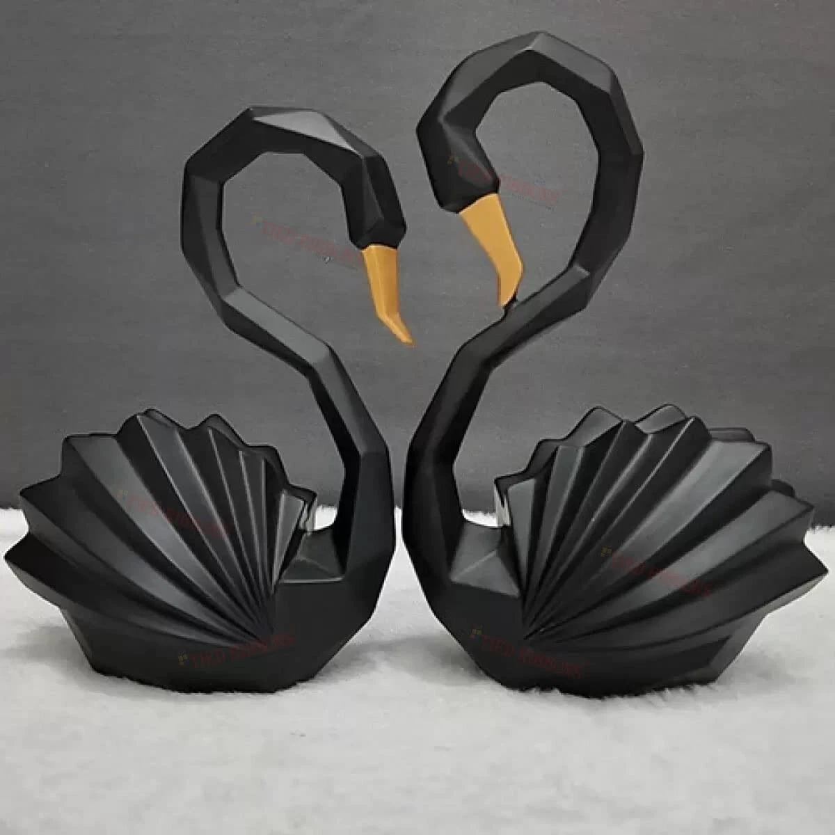 Handcrafted Romantic Love Swan Pair Statue Duck Couple Set