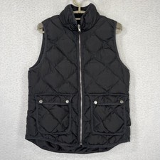 Woolrich Puffer Vest Womens Small Diamond Quilted Black Duck Down Full Zip