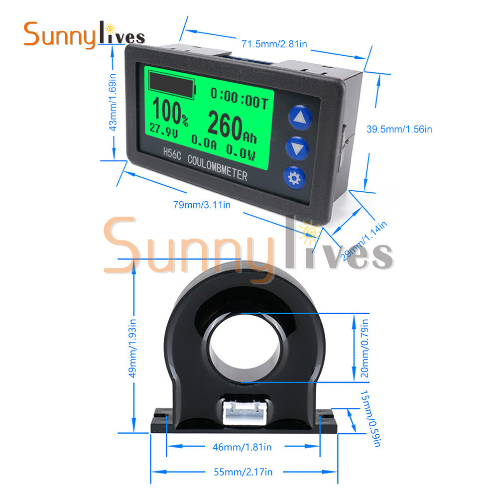 Compteur De Batterie DC Hall Coulomb Meter 9-100V 100A/400A - Voltmètre Ampèremètre