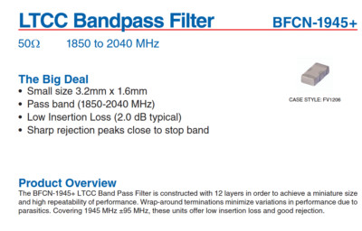 Mini-Circuits BFCN-1945+ BandPass Filter, QTY 18 New in Original  Package