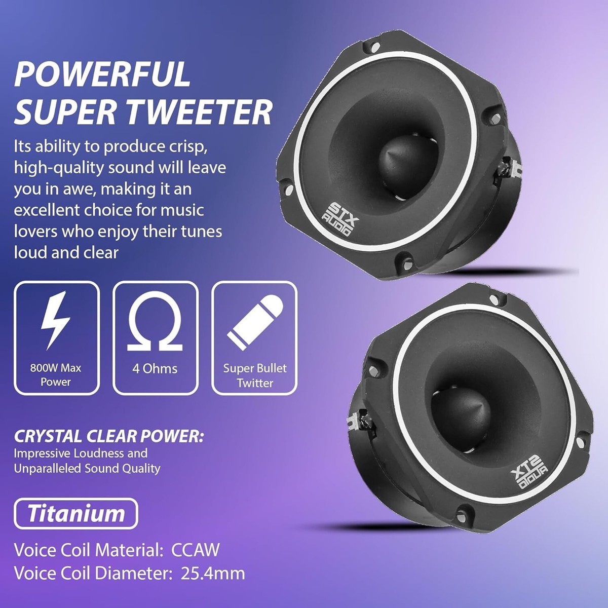 STXAudio 3.4-Inch Super Tweeter Speaker 4 Ohm 800W Max 105dB