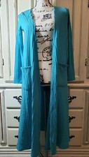 NWT LuLaRoe Sarah Cardigan Size XS, lightweight, Long, Teal Blue Ribbed