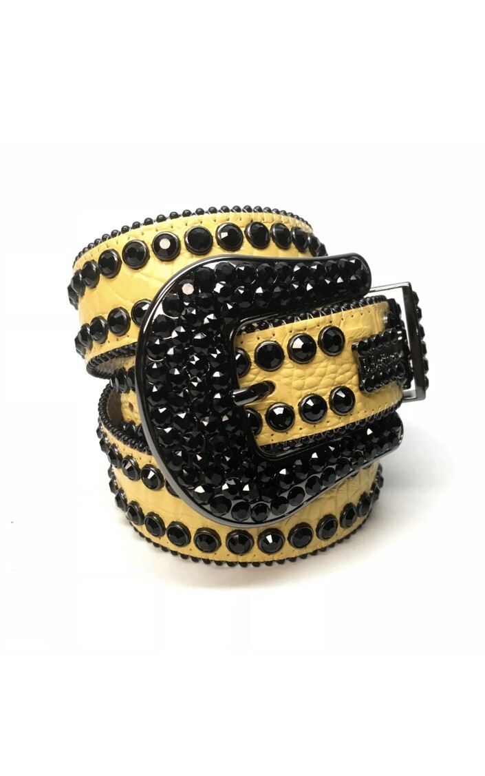 B.B. Simon Double Row Yellow Leather-Black Swarovski Crystal  display picture 2