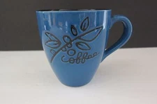 Starbucks 2007 Blue Coffee Bean Leaf Design 12 Ounce Mug Cup EUC