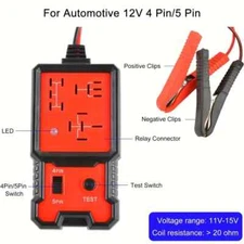 New 12V 4 & 5 Pin Relay Tester for Car-Professional Auto Automotive with Clips