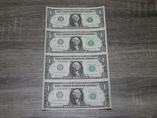 UNCUT SHEET OF (4) - U.S. $1 ONE DOLLAR BILLS GEM UNC MAKES A NICE GIFT #358.