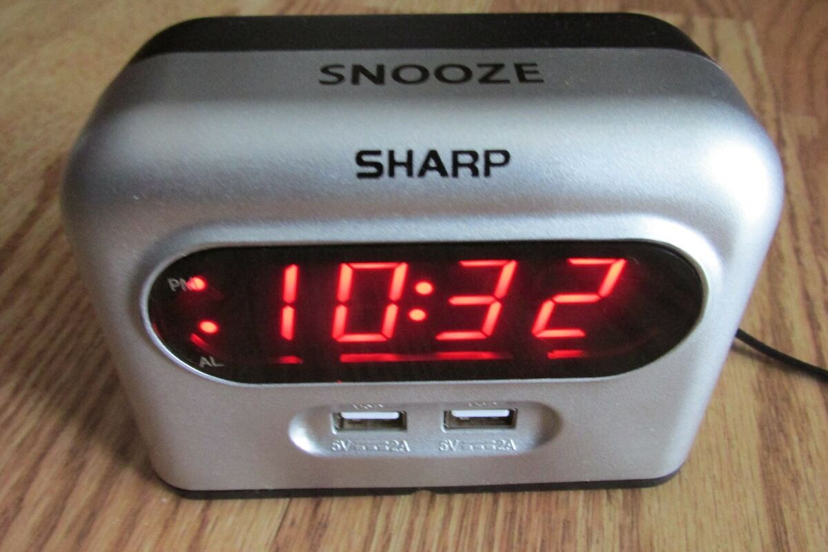 Sharp Digital Alarm Clock 2 x Amp USB Charging Model SPC193 | eBay