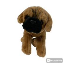 Toys R Us 12" Pug Puppy Dog Tan  Black Stuffed Animal Plush Toy Curly Tail