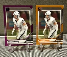 (2) 2024 Clearly Donruss MAXX CROSBY #/75 Purple & #/199 Orange Acetate🔥Raiders