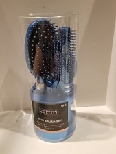 Blue Hair Brush Set. Professional Quality 5 piece hair brush set