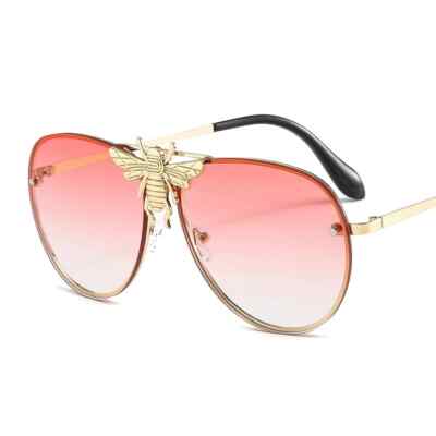 Trendy Bee Pink Aviator Sunglasses - Gold Frame Gradient  display picture 1
