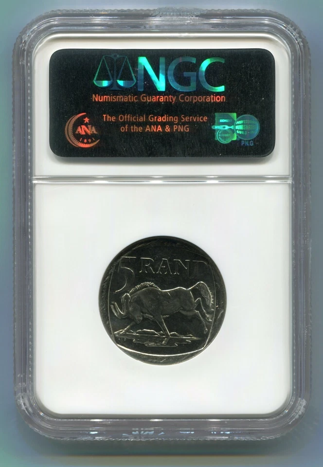 South Africa Year 2000 5R Nelson Mandela Smiley Madiba Coin NGC MS 62 x 10 Coins - Image 4 of 4