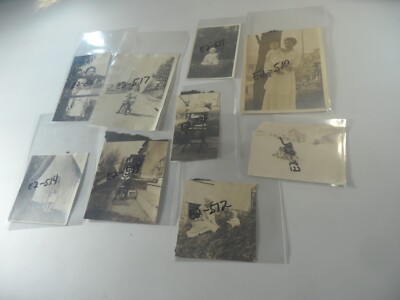 E7-15 Vintage estate photo lot of 9 photos 1920's/30's kids camp riding trikes