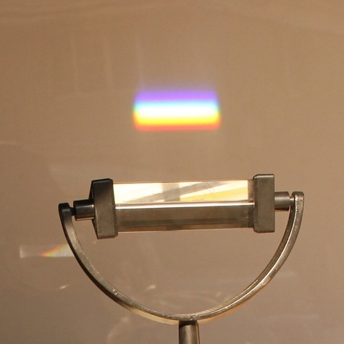 Optical Glass Triangular Prism With Stand Physics Light Spectrum Teaching New - Picture 3 of 8