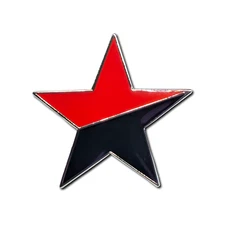 Anarchy Badge Black Red Star Anarchist Metal Pin Lapel Never Surrender Rebellion