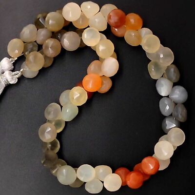 Natural Multi Color Moonstone 8.5 mm Size Faceted Onion Briolette 11'' Strand