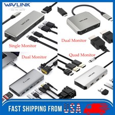 WAVLINK USB C Hub Laptop Docking Station Dual Monitor HDMI DP Adapter Charging