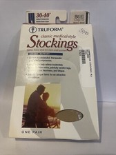 Truform 30-40 mmHg Below Knee Soft Top Compression Stockings Closed Toe Beige