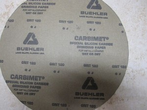 BUEHLER 10” CARBIMET SILICONE CARBIDE DISC FOR METALLOGRAPHY, 120 GRIT, 10 PCS.