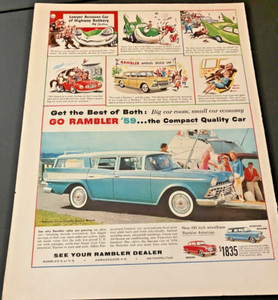1959 AMC Rambler Cross Country Station Wagon - Vintage Original Color Print Ad