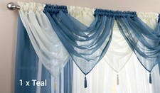 NEW READY MADE PLAIN TASSEL VOILE SWAG SWAGS NET CURTAIN PELMET VALANCE DRAPES
