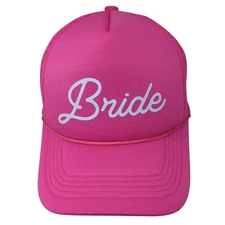 Bride Snapback Trucker Hat Pink One Size Adjustable Lightweight Mesh Back Rope