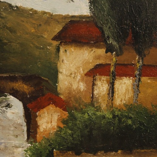 Quadro dipinto paesaggio firmato stile antico impressionista olio tela cornice - Foto 9 di 12
