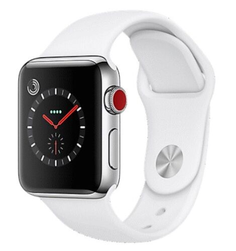 Apple Watch Series 3 42mm Stainless Steel + White Band GPS + Cellular - Grade B+ - Picture 1 of 1