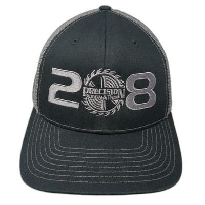 Richardson Trucker Hat Black Gray One Size 208 Precision Design Trim Mesh Back