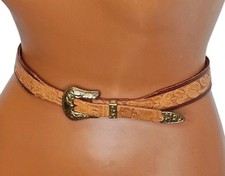 Rockmount 563 Saddle Western Floral Tooled Brown Leather Belt Girls Sz 26 23-27