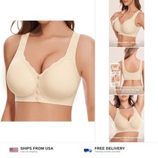 Seamless Front Close Bras for Women Comfort Wireless Push Up Jelly Bralette ...