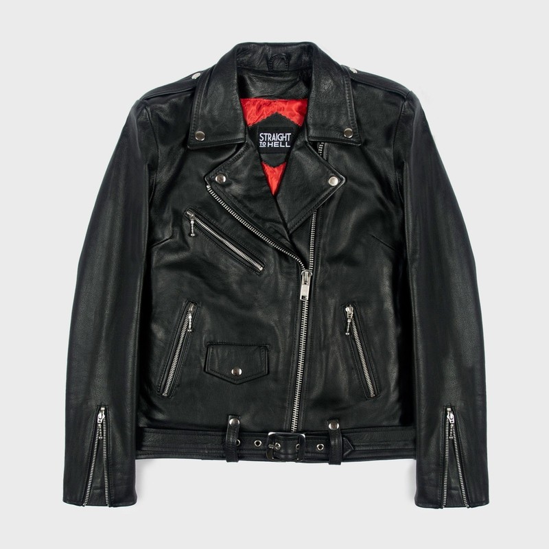 Straight To Hell Women’s COMMANDO Black Grain Leather Jacket  Oversized Size M
