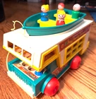 FISHER-PRICE  LITTLE PEOPLE  PLAY FAMILY CAMPER BOAT MOTORCYCLE TRUE VINTAGE