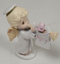 1990 Precious Moments NATIVITY ANGEL W/HORN, REJOICE. Painted Pewter by Butcher