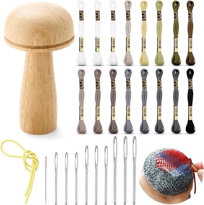 Darning Mushroom for Socks Wooden Knit Patch Kit(Regular Color)