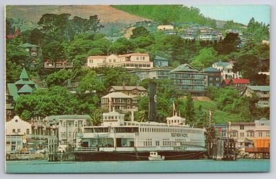 Vintage Sausalito CA Postcard Southern Pacific Ferry Berkeley The Trade Fair