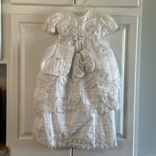Baby Girl Baptism Overlay Christening Gown With Bonnet  Slippers 3 Months NWOT