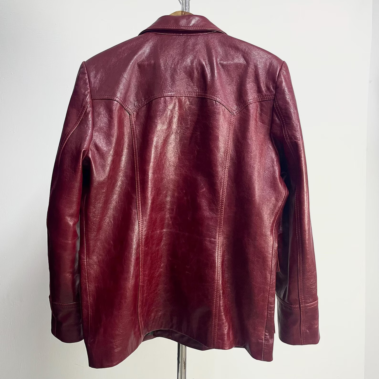 Authentic Fight Club Tyler Durden Red Leather Coat Brad Pitt Cosplay Leather - second product detail image