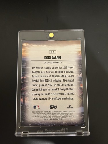 2025 Topps Chrome Update Home Field Advantage Roki Sasaki RC Rookie Case Hit SSP - Picture 3 of 3