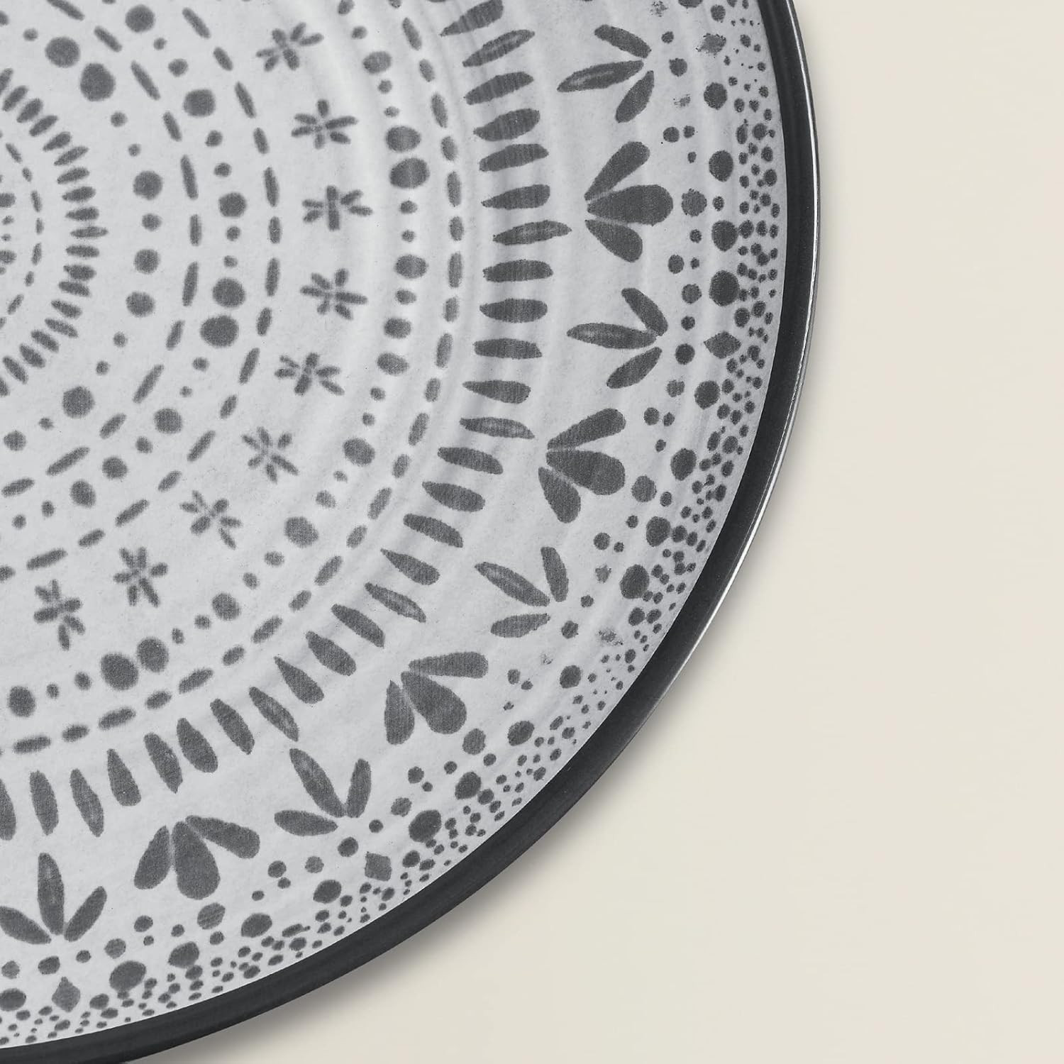 Bohemian Gray 24PCS Melamine Dinnerware Set for 8 - Outdoor Plates & Bowls