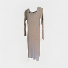 Uniqlo Women's Gray Rib Knit Scoop Neck Long Sleeve Midi Sweater Dress S