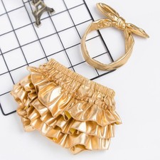 Baby Girls Photography Ruffled Bloomers With Headband Ruffles Metallic Unisex