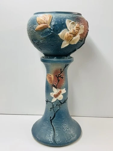 1940’s Roseville Pottery 665-10 Magnolia Jardinière And Pedestal