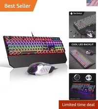 Full-Size Retro Style Mechanical Keyboard  6-Speed Mouse Combo for Work  Play