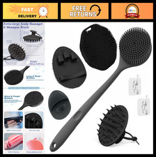 Silicone Back Scrubber Bath Glove Set, 5 PCS Exfoliating Body Scalp Massager