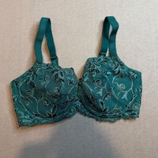 Soma Teal Green Floral Embroidered Bra 36DD Underwire Lace limited edition