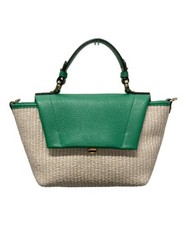 LORISTELLA Borsa a cestino combinazione in pelle verde