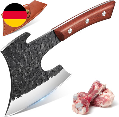 Hackbeil Schwer Für Große Knochen Und Fleisch, Full Tang Küchenbeil Mit Ledersch